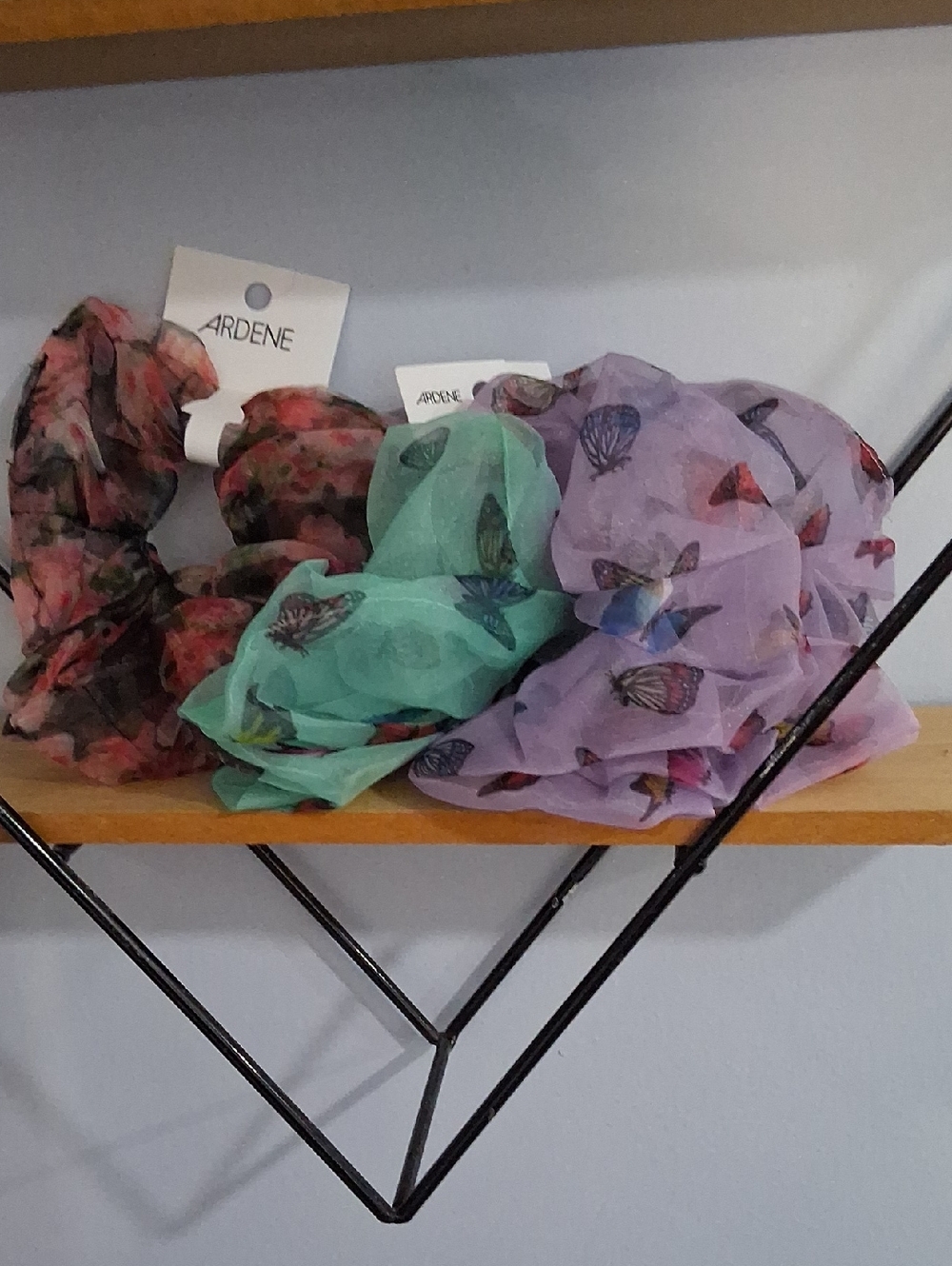Ardene Sheer Butterfly Scrunchies - Purple, Mint, Rose